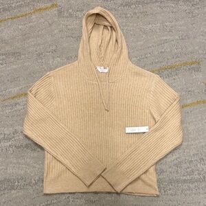 Girl’s No Boundries Beige Oatmeal Ribbed Hooded Sweater Size XL NWT